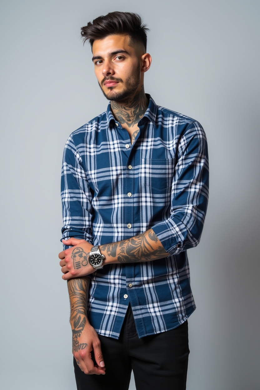 Blue And White Checkes Shirt - Image 2