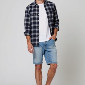 Navey Blue And White Checkes Shirt